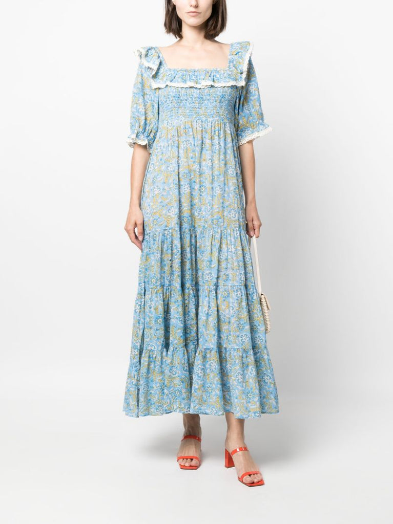 Blue Joanie Floral-print Cotton Dress