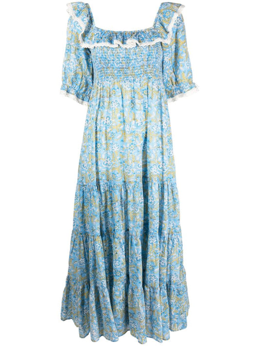 Blue Joanie Floral-print Cotton Dress