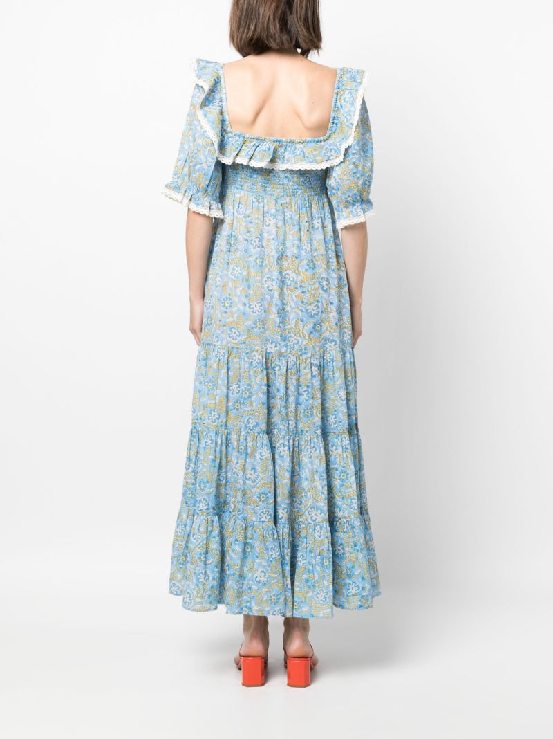 Blue Joanie Floral-print Cotton Dress