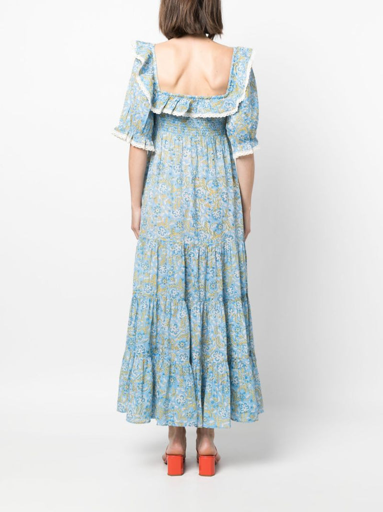 Blue Joanie Floral-print Cotton Dress