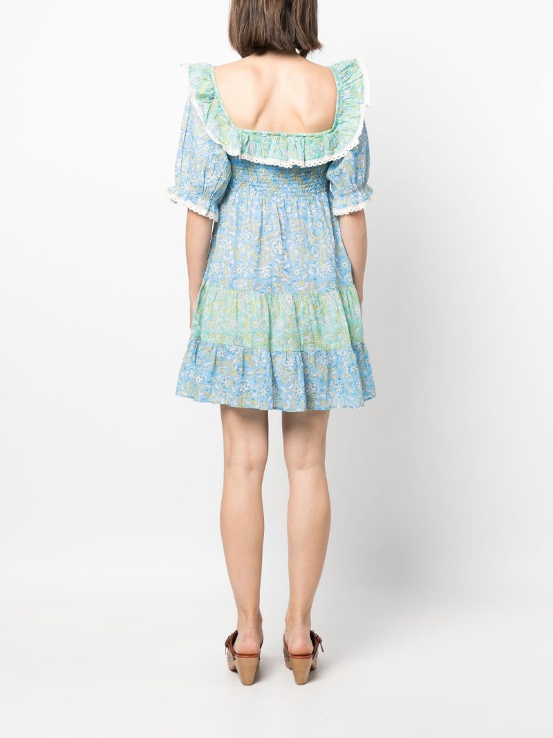 Blue Harlow Floral-print Tiered Dress