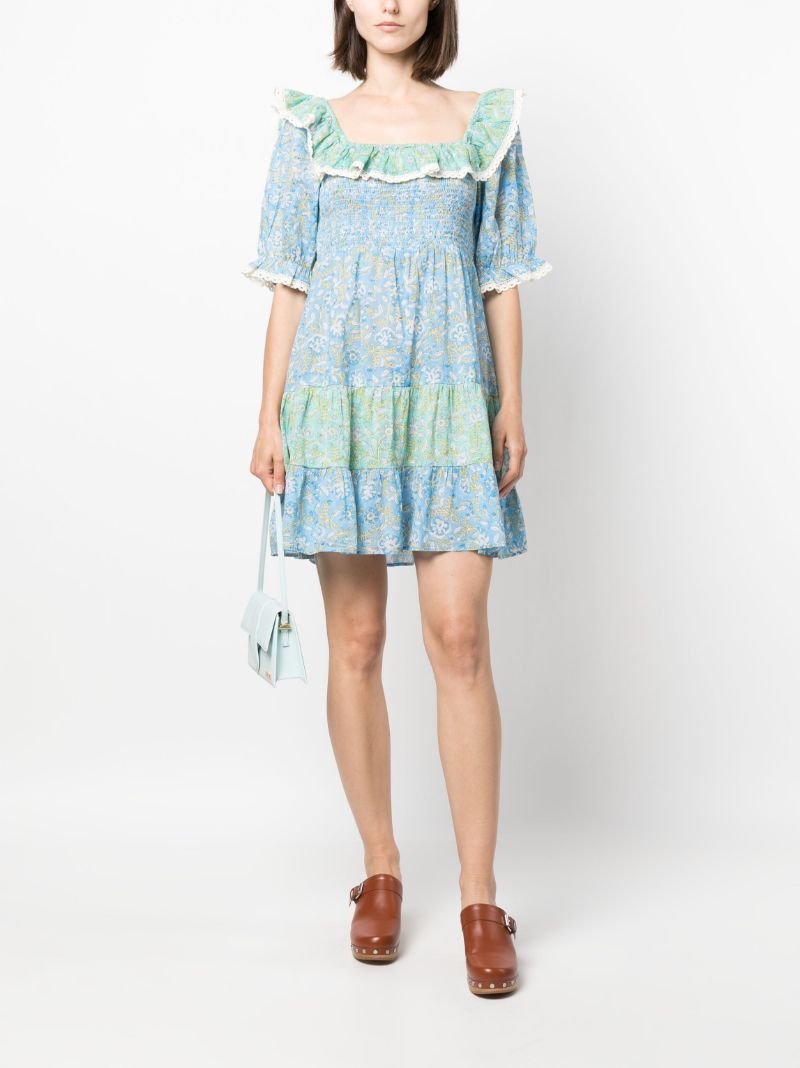 Blue Harlow Floral-print Tiered Dress