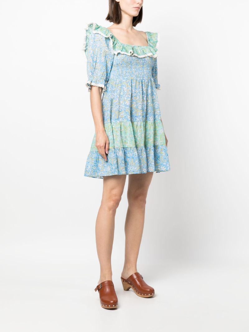 Blue Harlow Floral-print Tiered Dress