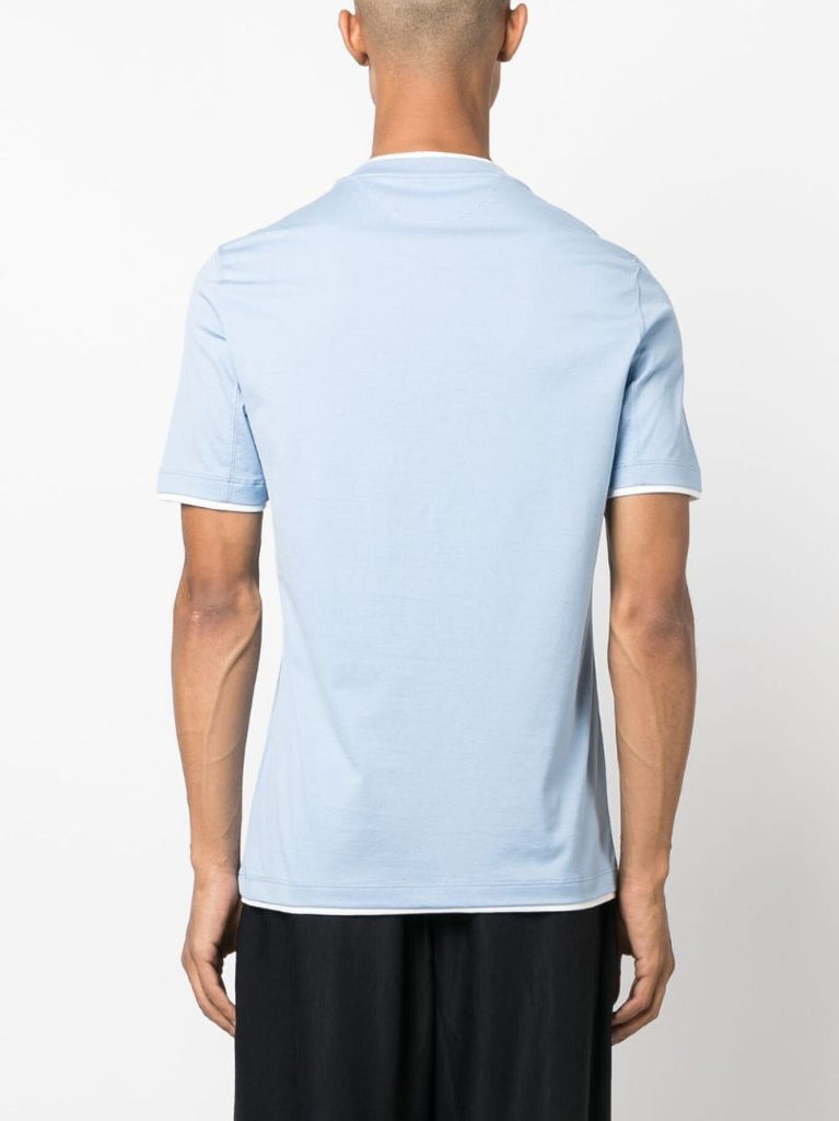 Blue Cotton Crew Neck T-shirt