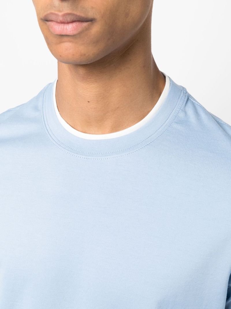 Blue Cotton Crew Neck T-shirt