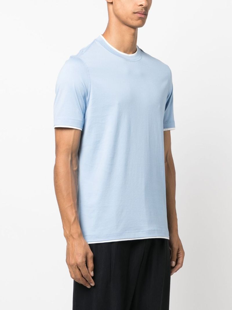 Blue Cotton Crew Neck T-shirt