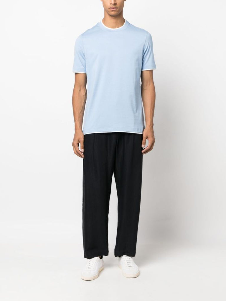 Blue Cotton Crew Neck T-shirt