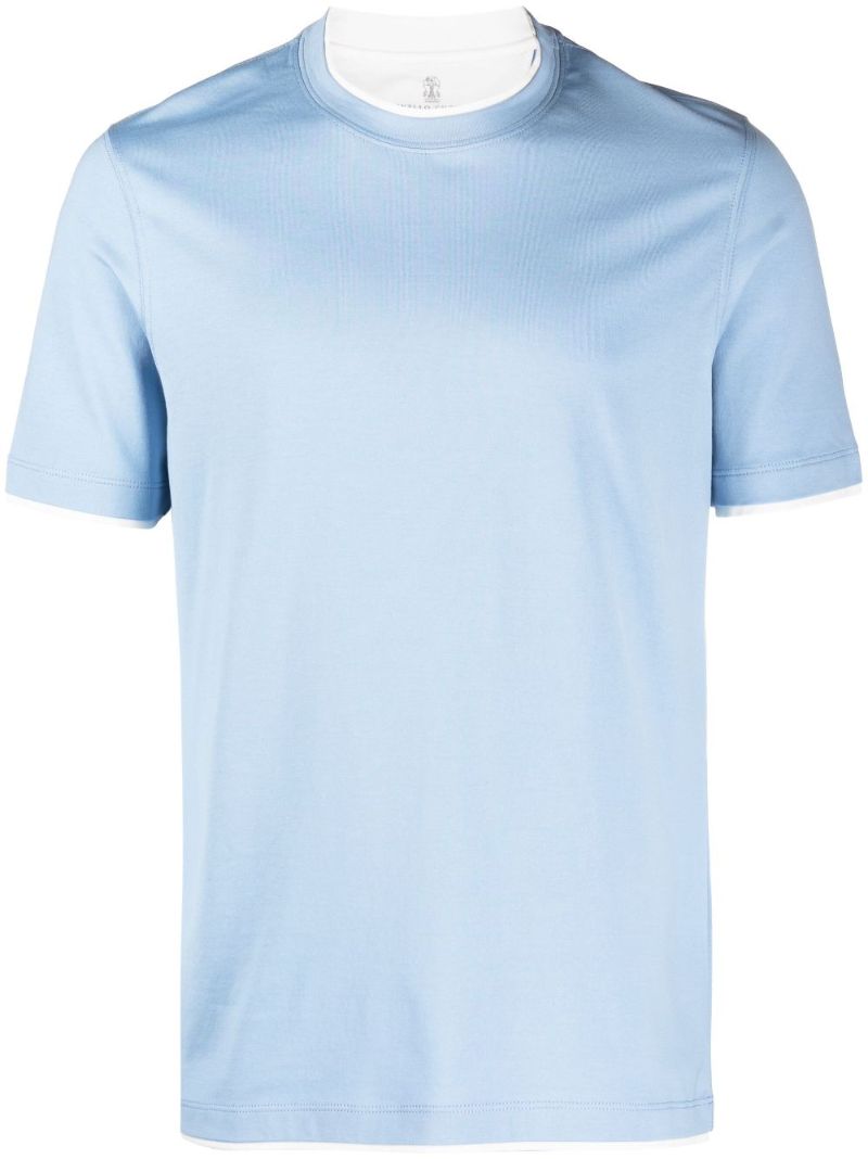 Blue Cotton Crew Neck T-shirt