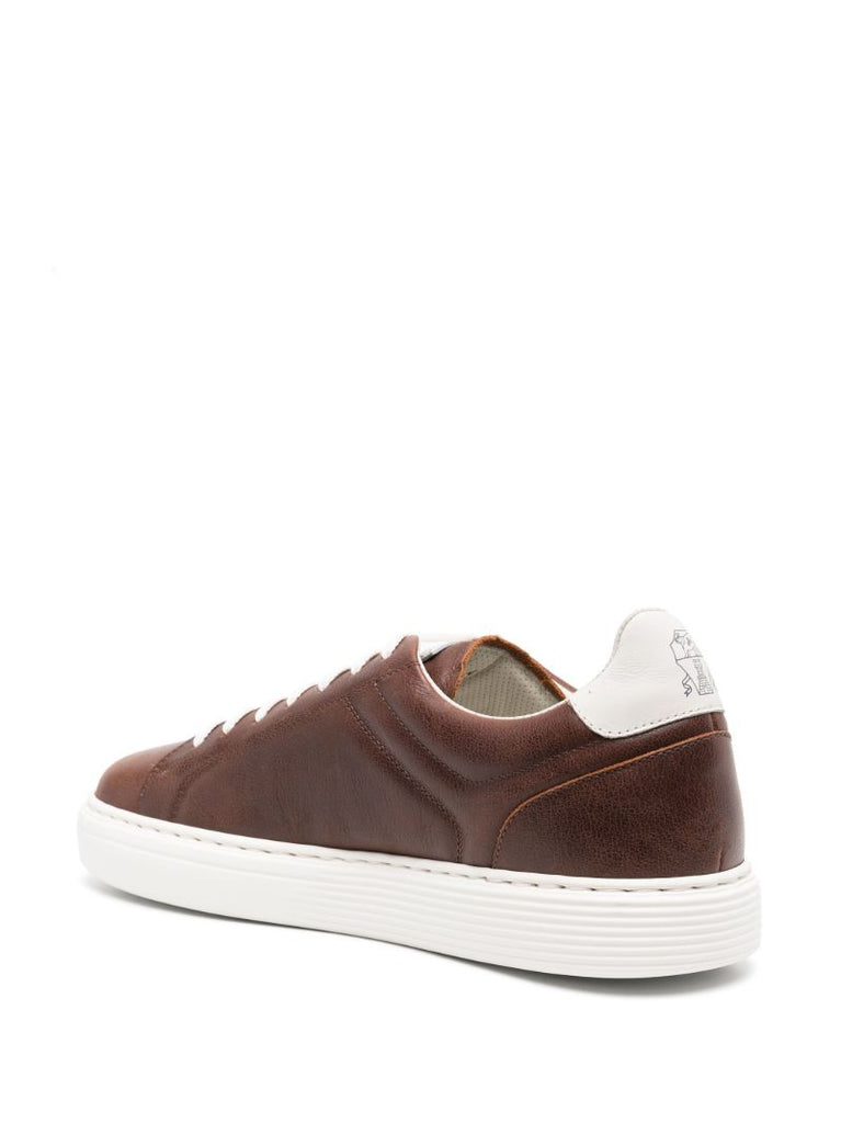 Brown Low-top Leather Sneakers