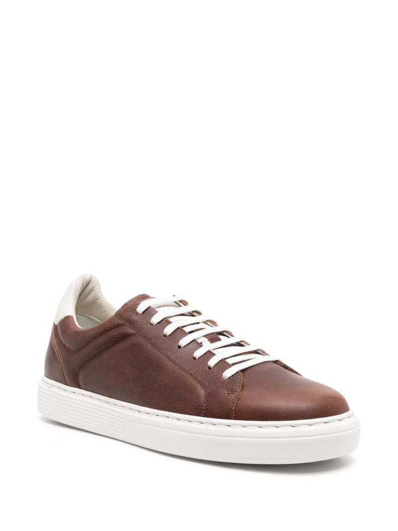 Brown Low-top Leather Sneakers