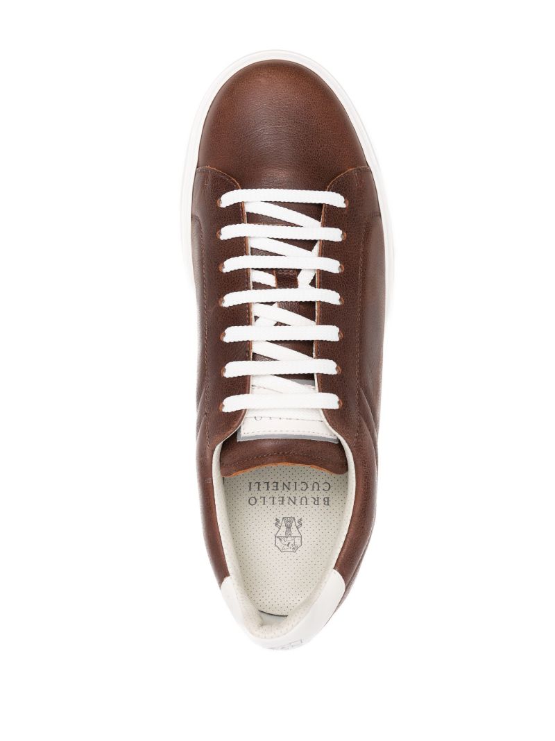 Brown Low-top Leather Sneakers