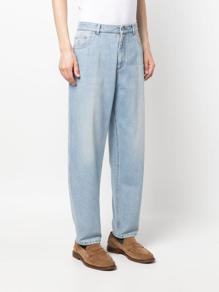Blue Straight-leg Denim Jeans