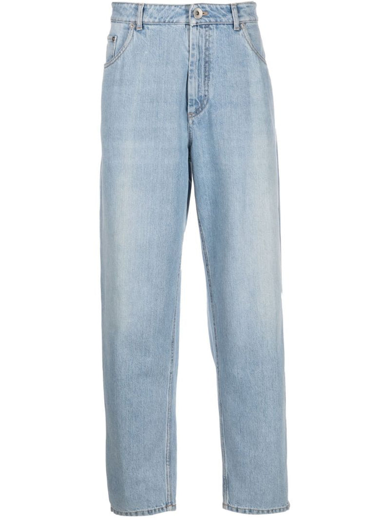 Blue Straight-leg Denim Jeans
