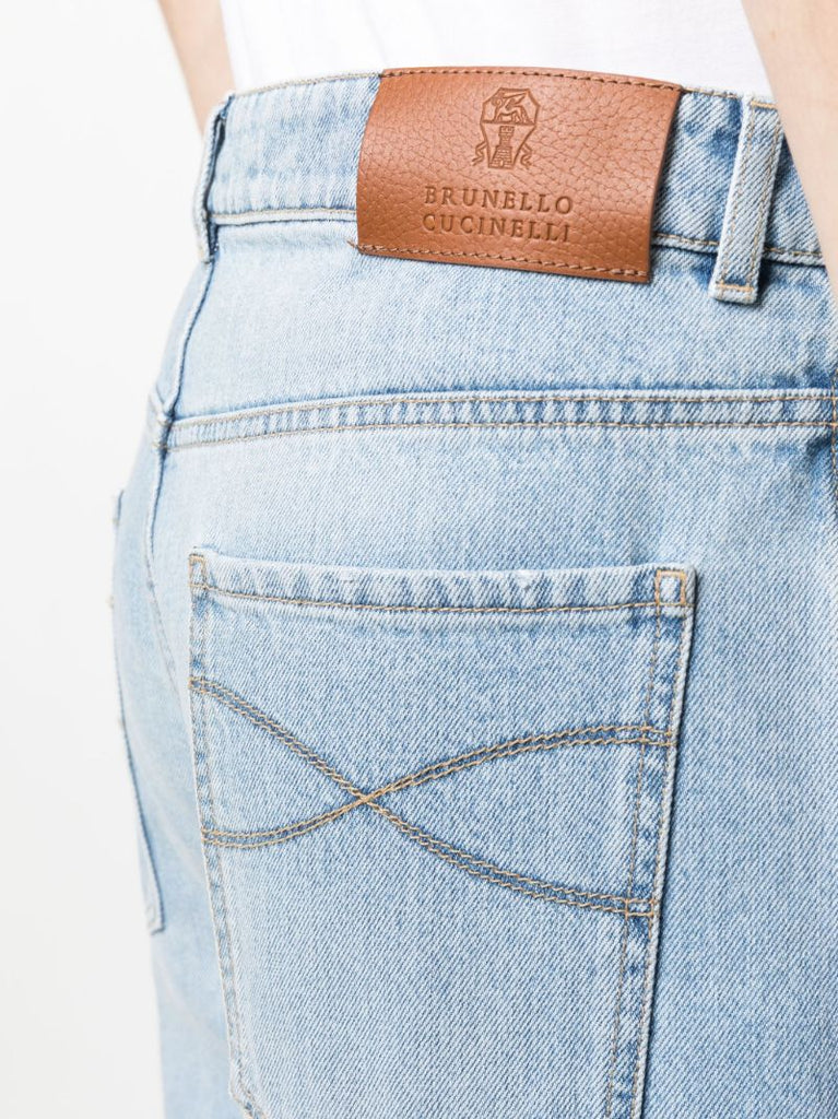 Blue Straight-leg Denim Jeans