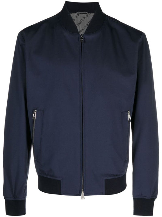 Blue Zip-up Bomber Jacket