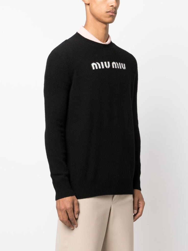 Black Logo-intarsia Sweater