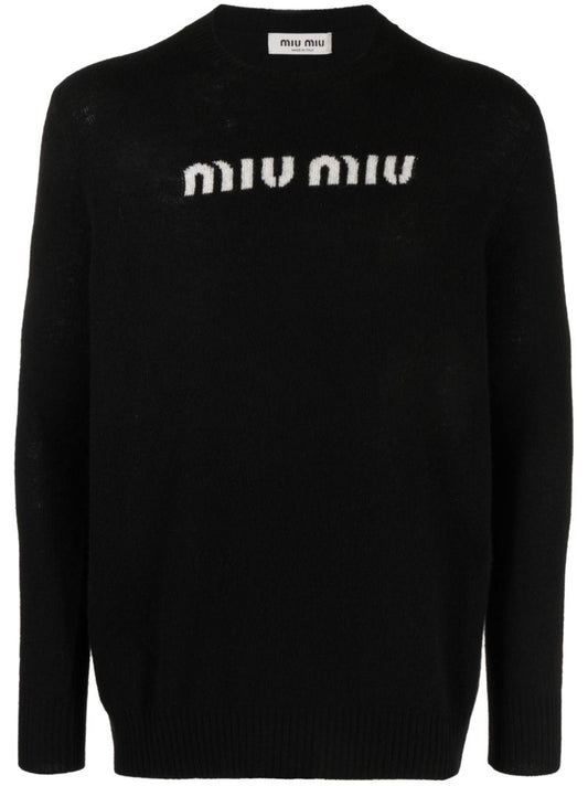 Black Logo-intarsia Sweater