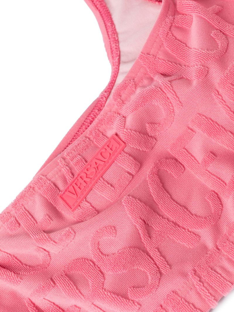 X Dua Lipa Pink Allover Towel-effect Bikini Top