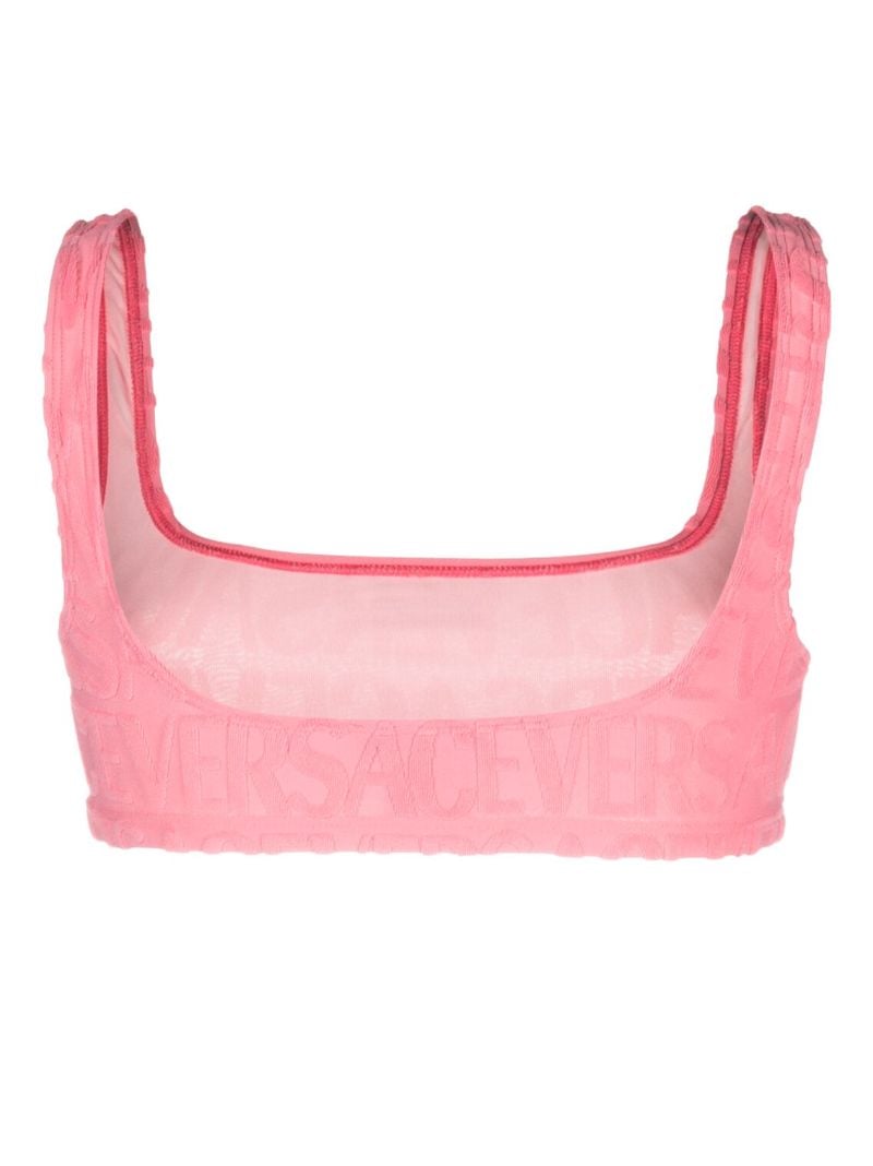 X Dua Lipa Pink Allover Towel-effect Bikini Top