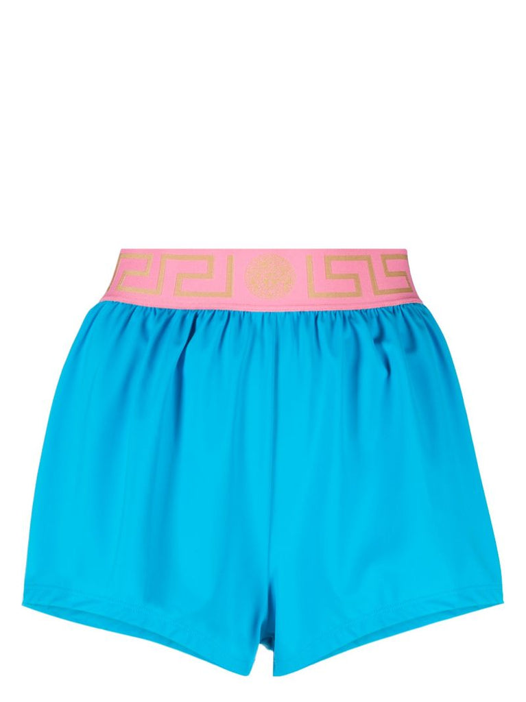 Blue La Greca Print Shorts