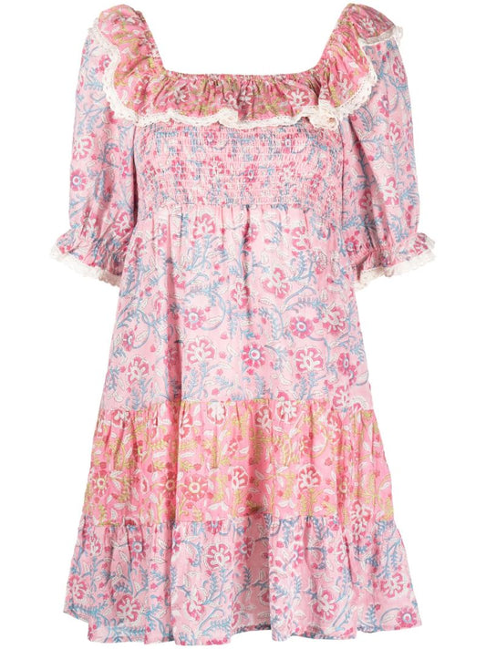 Pink Harlow Floral Print Midi Dress