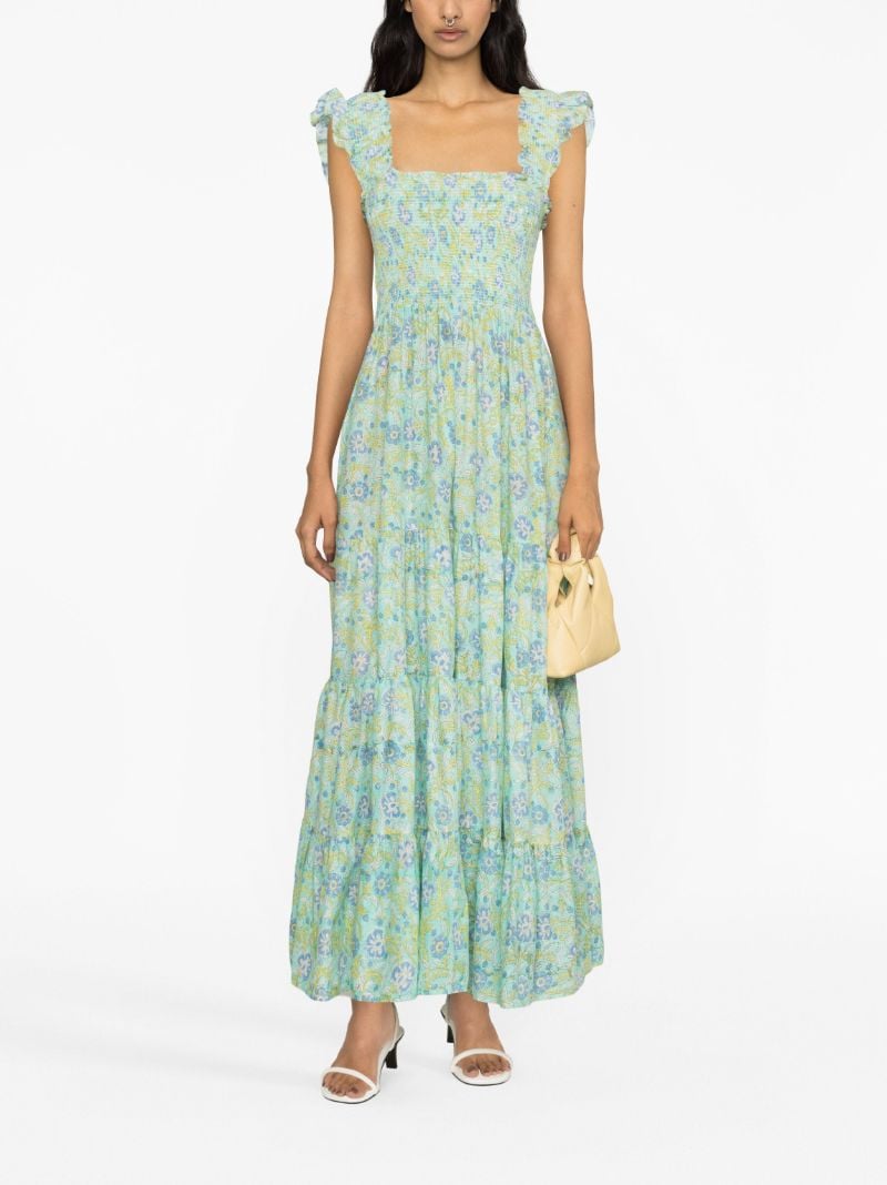 Green Kendall Floral-print Cotton Maxi Dress