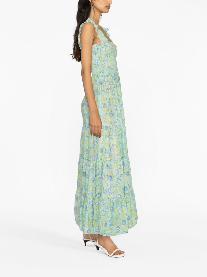 Green Kendall Floral-print Cotton Maxi Dress
