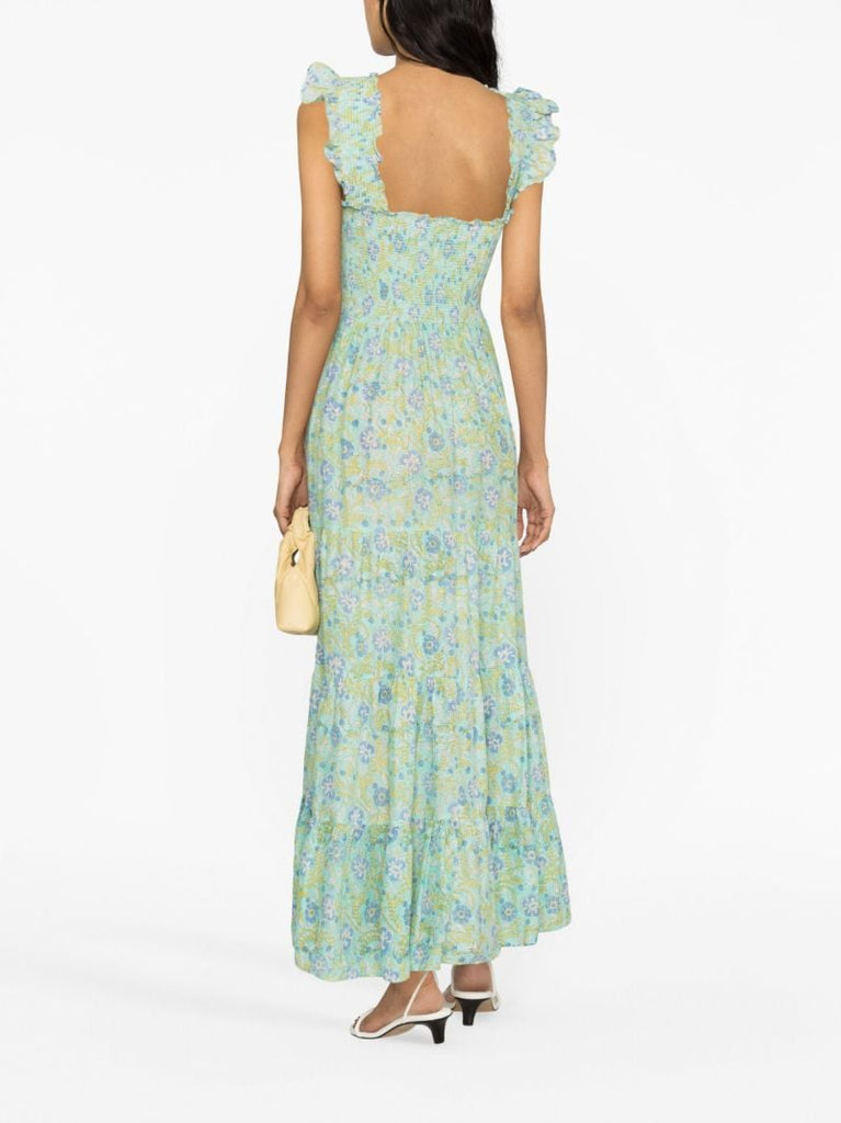 Green Kendall Floral-print Cotton Maxi Dress