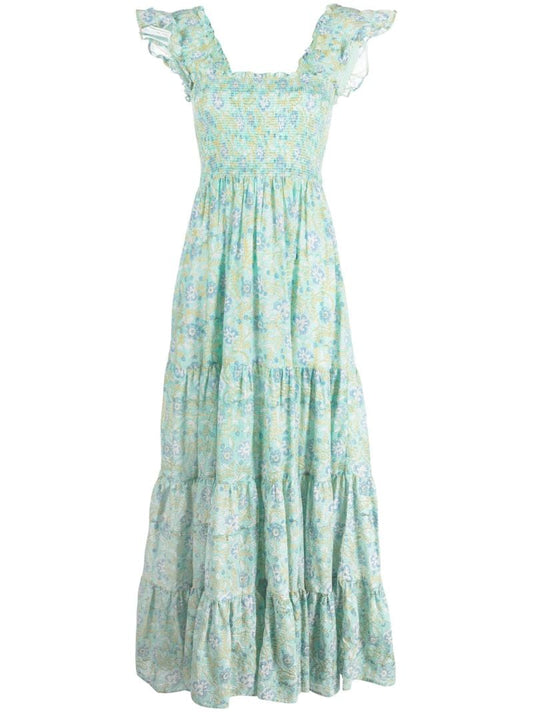 Green Kendall Floral-print Cotton Maxi Dress