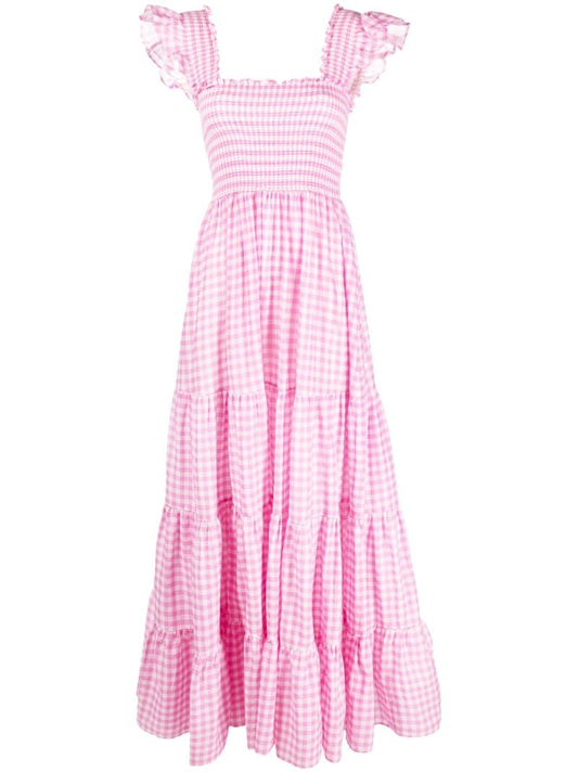 Pink Kendall Gingham-print Cotton Maxi Dress