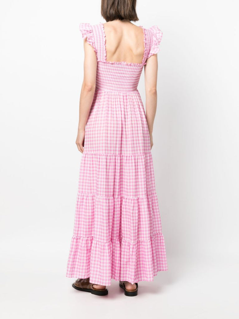 Pink Kendall Gingham-print Cotton Maxi Dress
