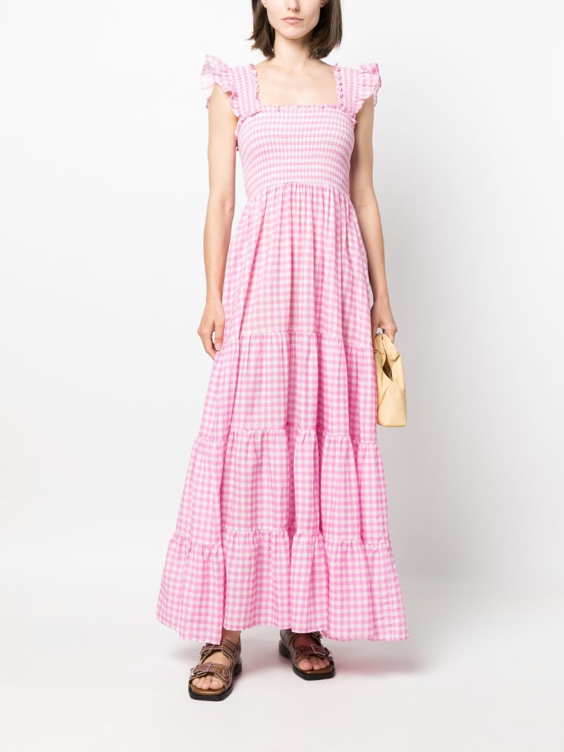 Pink Kendall Gingham-print Cotton Maxi Dress