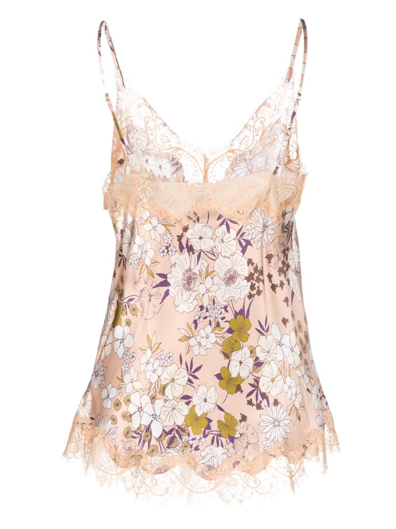Neutral Scarlett Lace-trimmed Silk Camisole