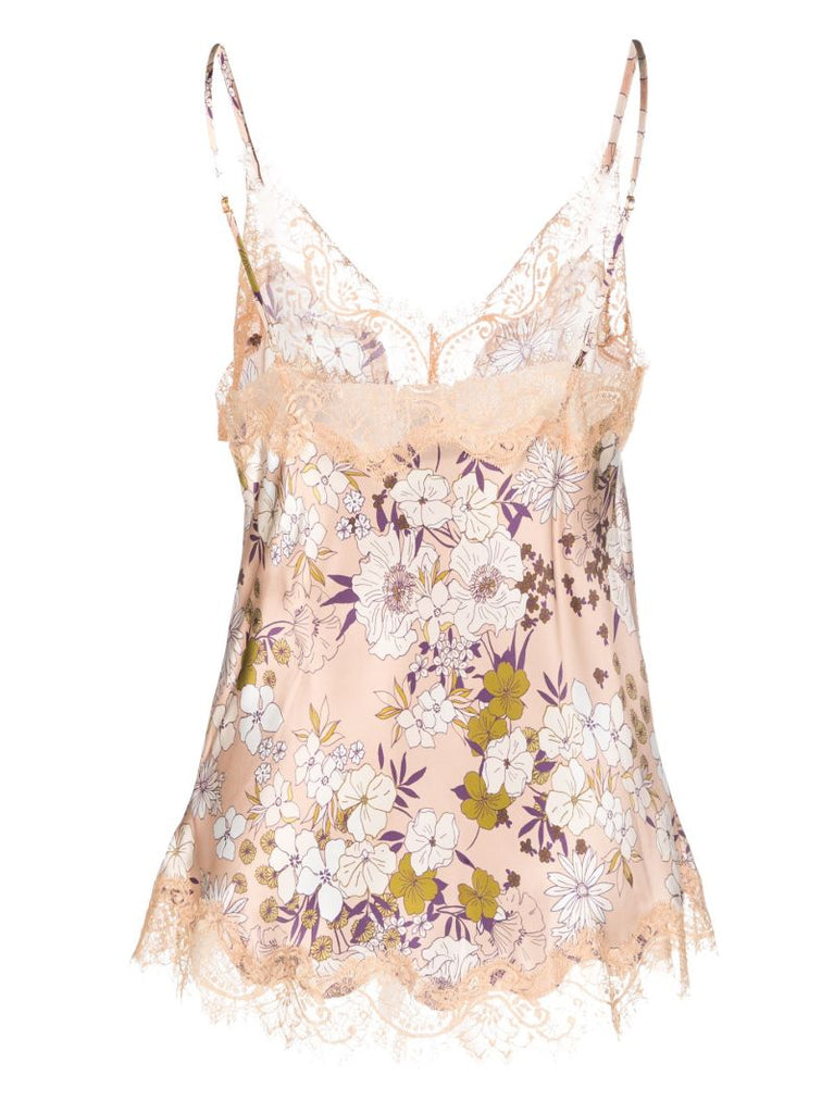 Neutral Scarlett Lace-trimmed Silk Camisole