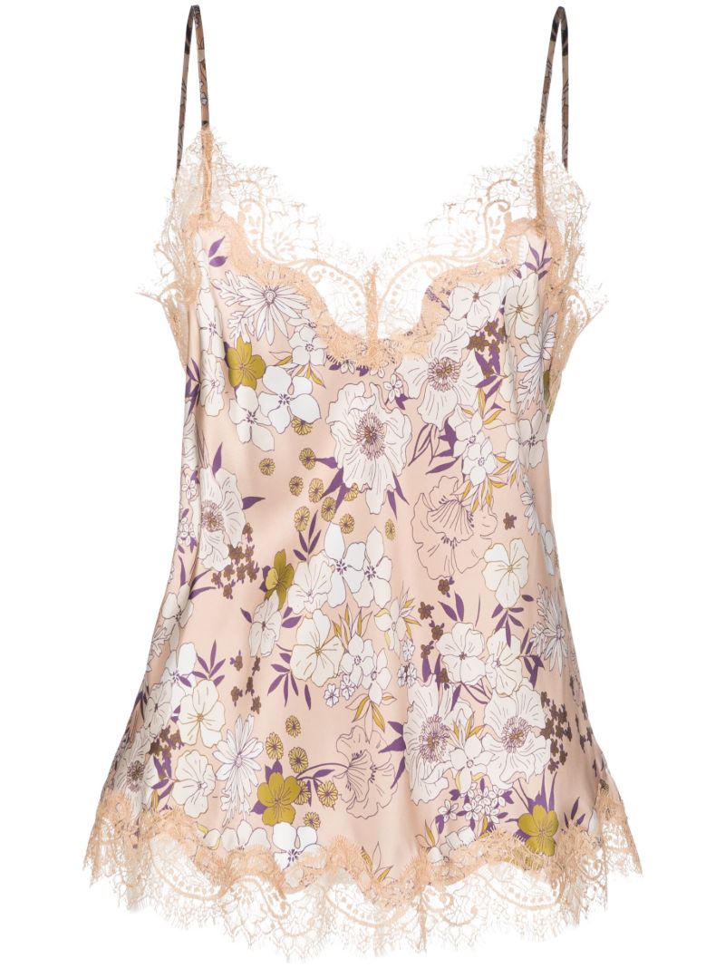 Neutral Scarlett Lace-trimmed Silk Camisole