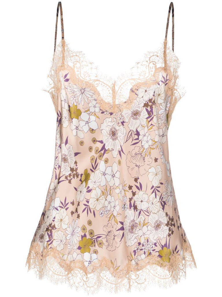 Neutral Scarlett Lace-trimmed Silk Camisole