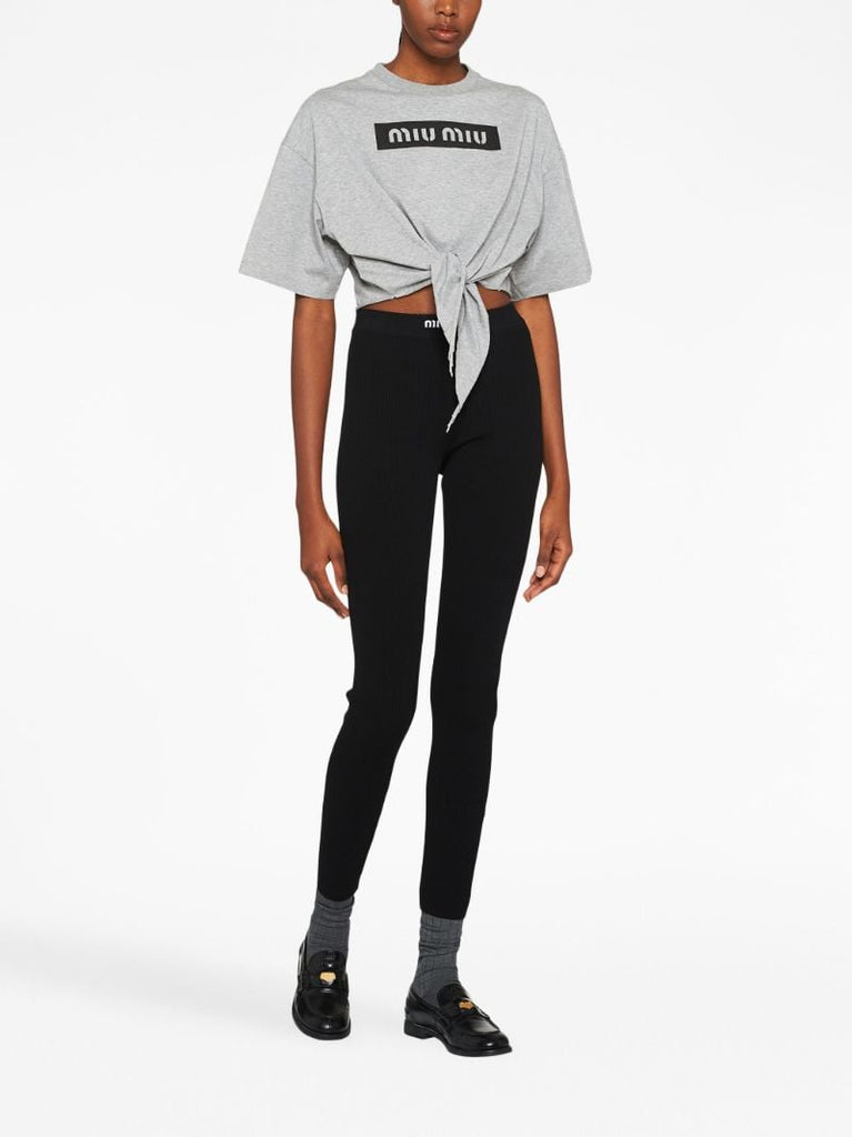 Grey Logo Print Cotton T-shirt