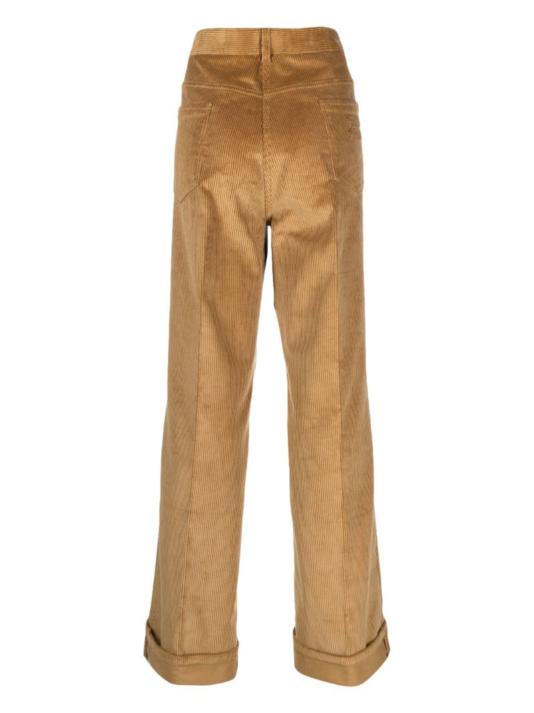 Brown Corduroy Straight-leg Trousers