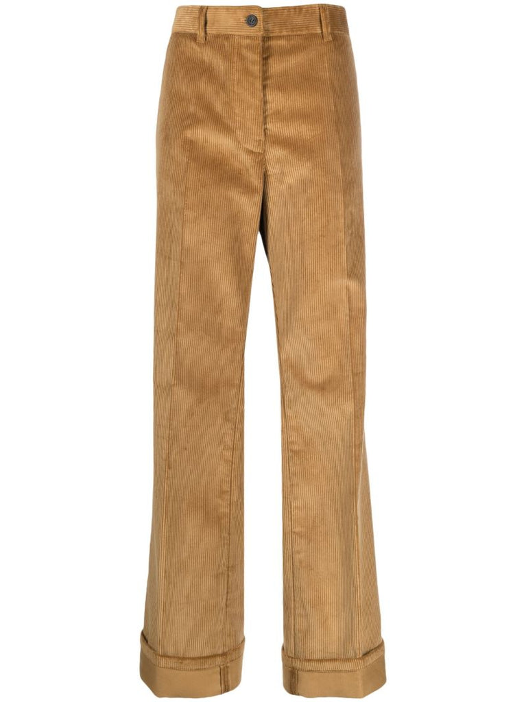 Brown Corduroy Straight-leg Trousers