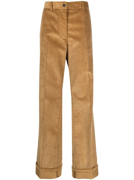 Brown Corduroy Straight-leg Trousers