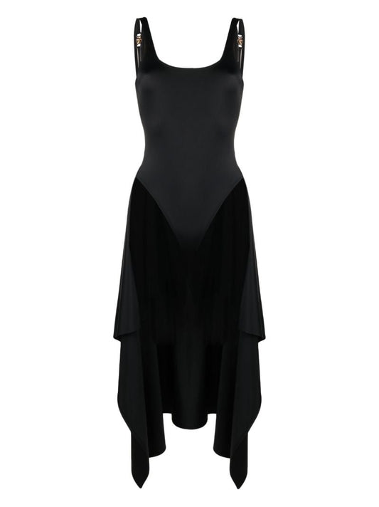 Black Medusa Chain Midi Dress