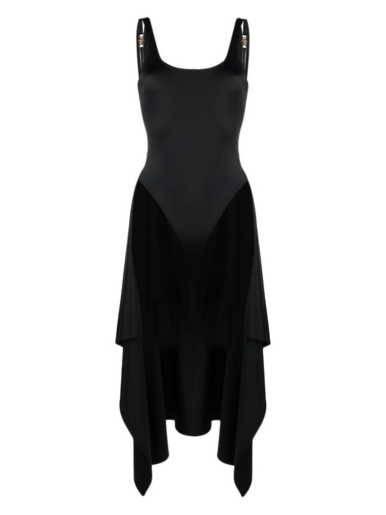 Black Medusa Chain Midi Dress