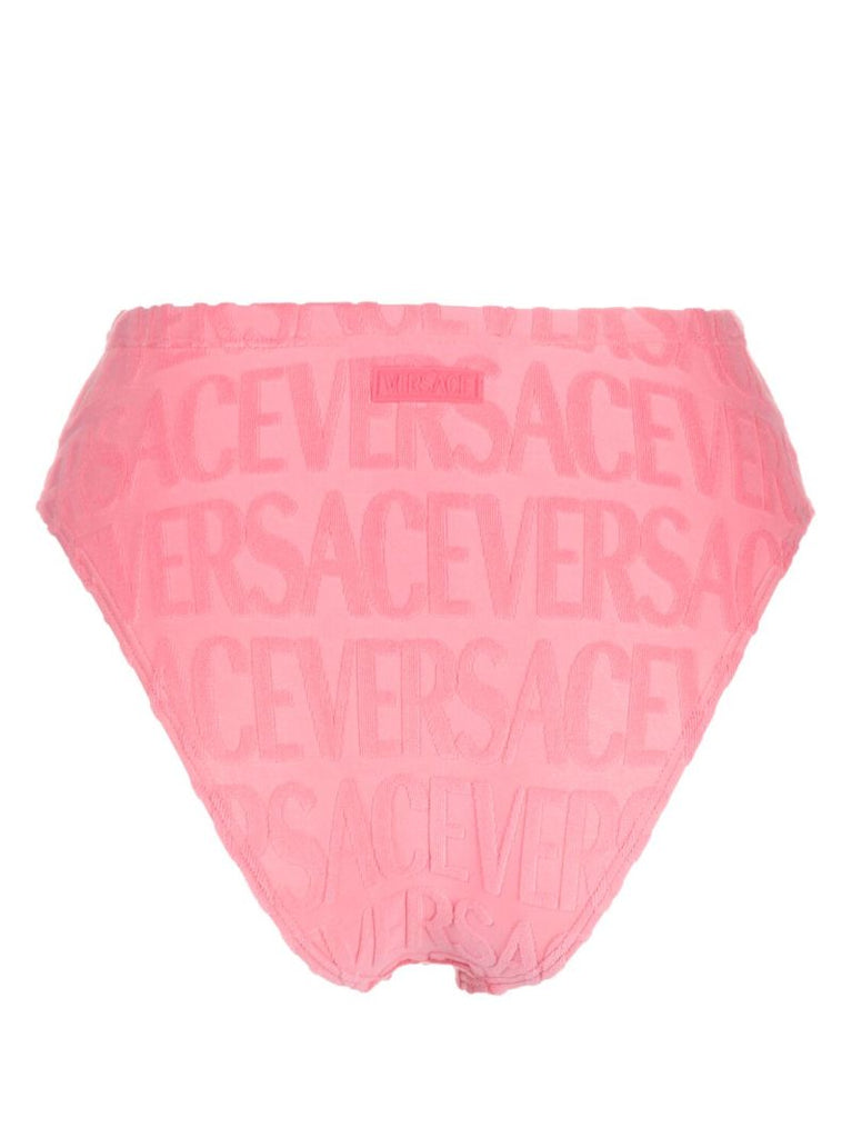 X Dua Lipa Pink Allover Towel-effect Bikini Bottom