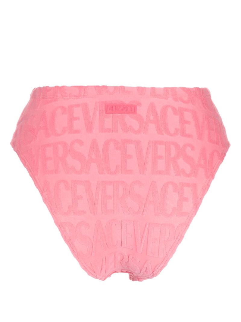 X Dua Lipa Pink Allover Towel-effect Bikini Bottom