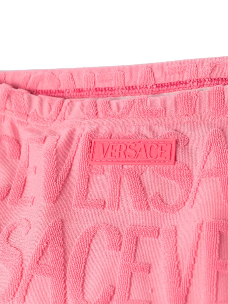 X Dua Lipa Pink Allover Towel-effect Bikini Bottom