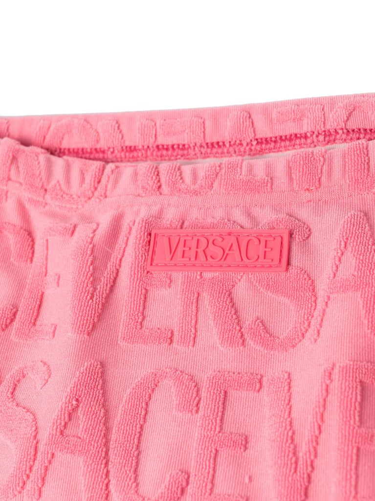 X Dua Lipa Pink Allover Towel-effect Bikini Bottom