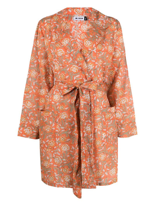 Orange Reina Floral Print Robe