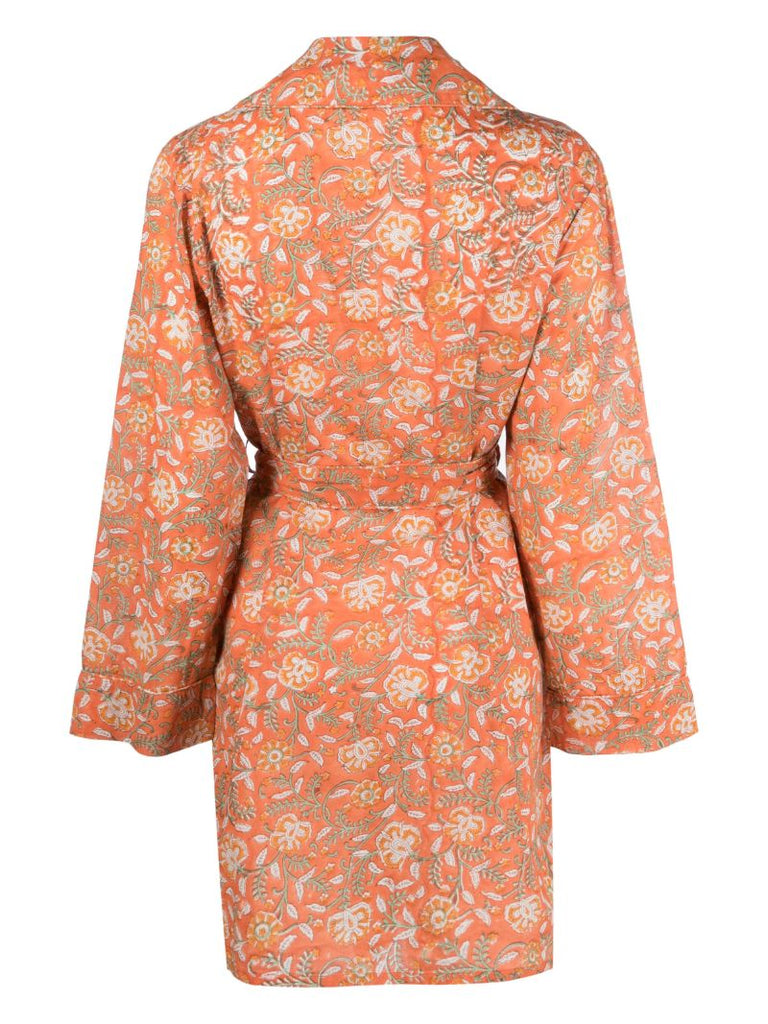 Orange Reina Floral Print Robe