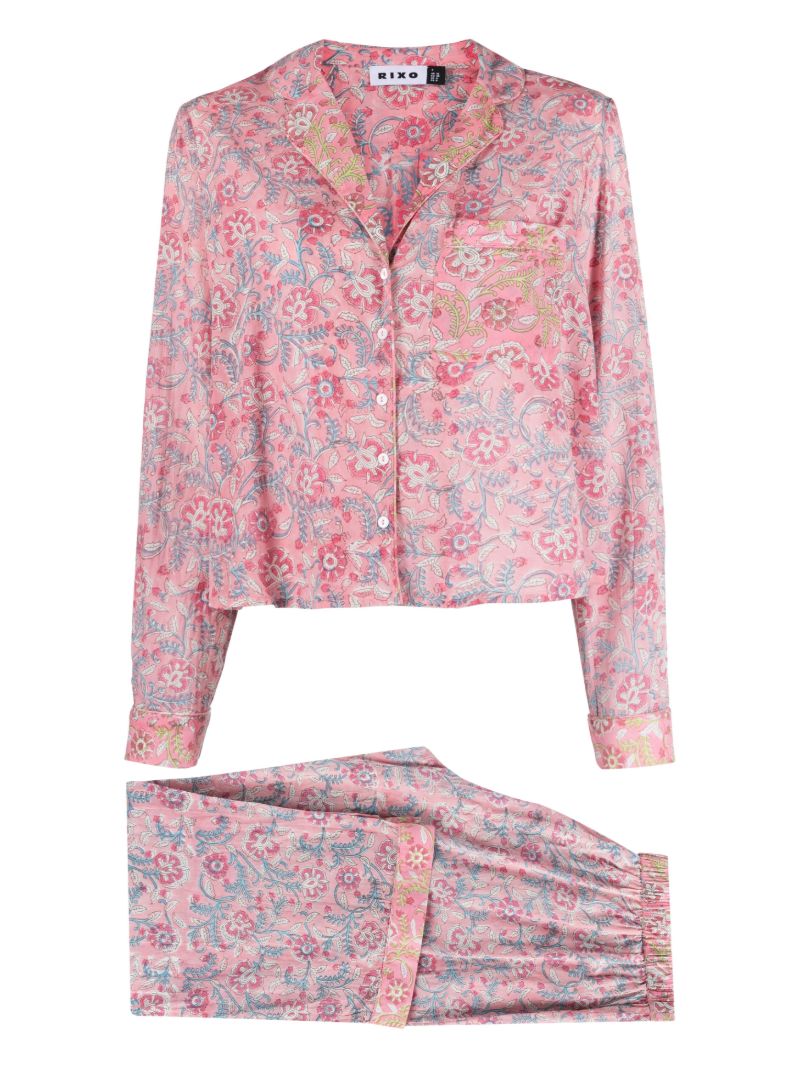 Pink Austin Floral-print Cotton Pyjamas