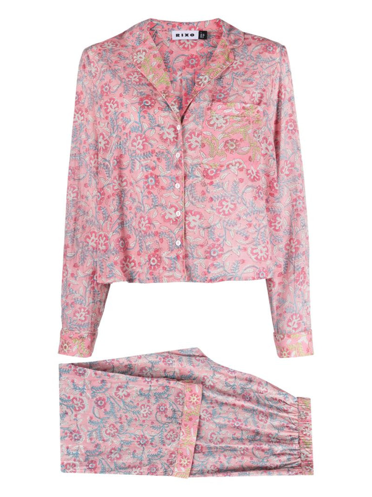 Pink Austin Floral-print Cotton Pyjamas